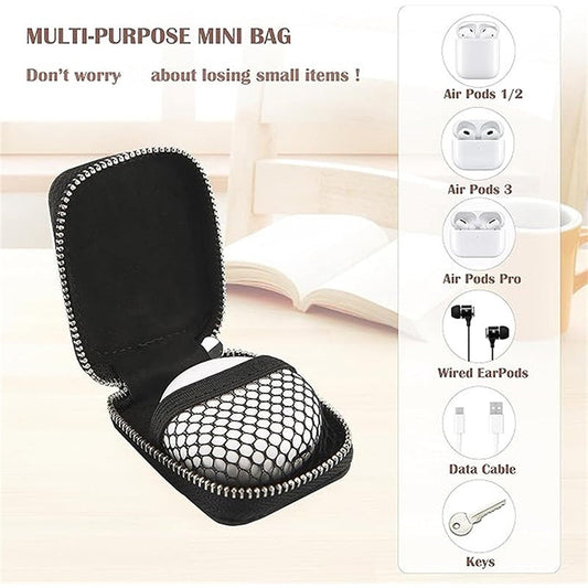 Portable Zippered Earbud Case with Anti-Lost Clasp